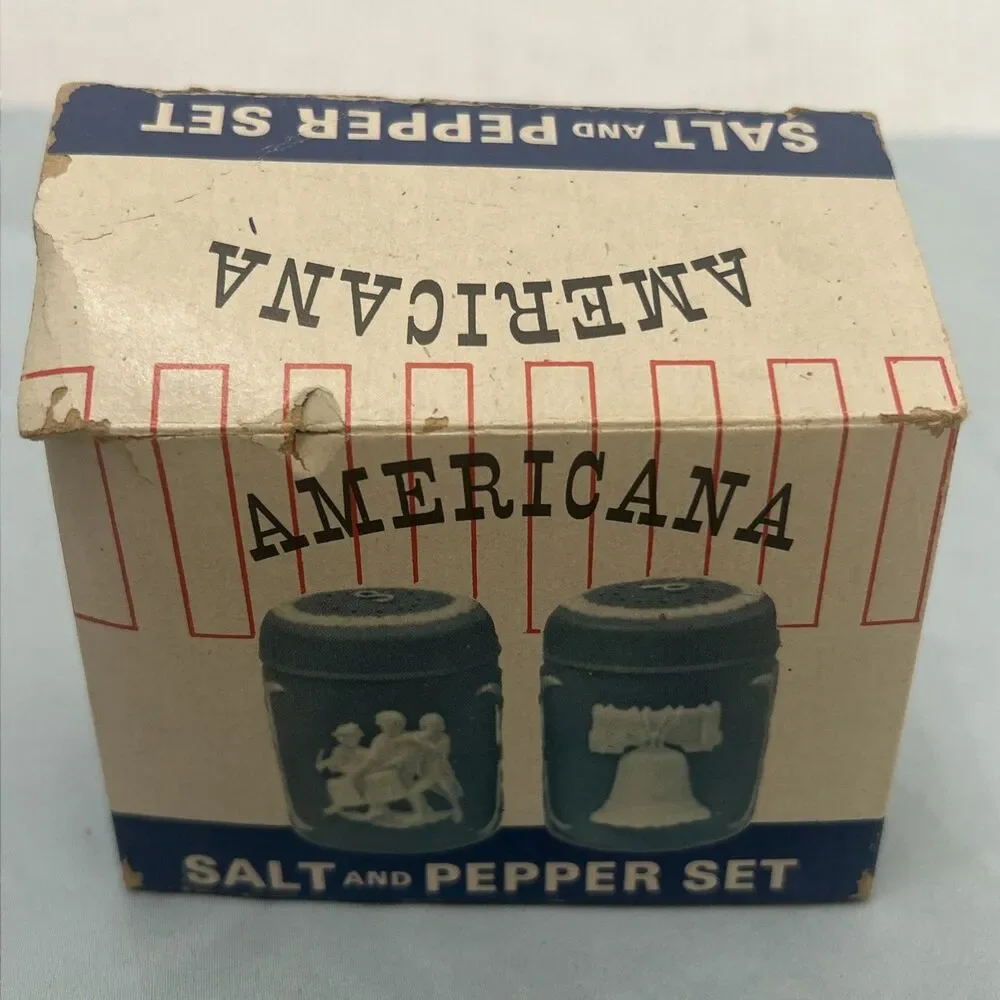 Vintage Americana Salt & Pepper Shakers Early American Motif Liberty Bell